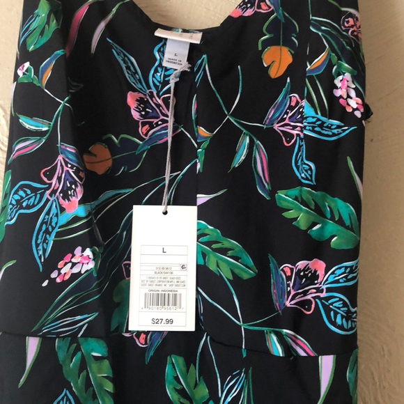 Black floral print summer dress, s. L wrinkle free - Picture 3 of 8